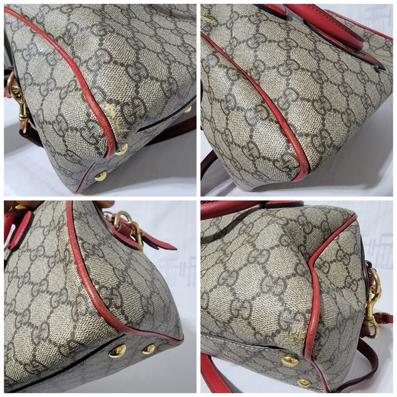 GUCCI GG Supreme Monogram Kingsnake Heart Embroidered Small Boston Bag - Picture 13 of 14